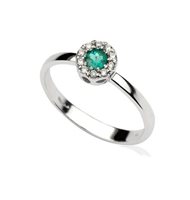 Anello fantasia da donna in oro bianco 18 kt con smeraldo e diamanti naturali – 2.10 g – 0.14 ct smeraldo e 0.08 ct diamanti – Idee Preziose dal 1987 - IP.AK18B/4S